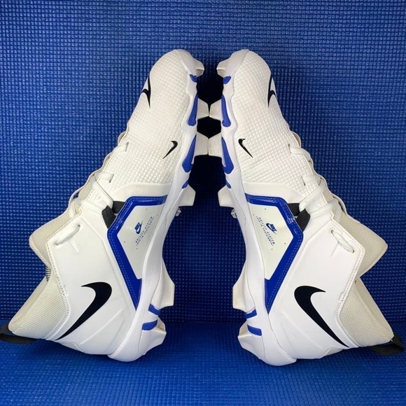 NIKE ALPHA MENACE 3 SHARK Men`s Size 12 White Blue Football Cleats CV0582-101